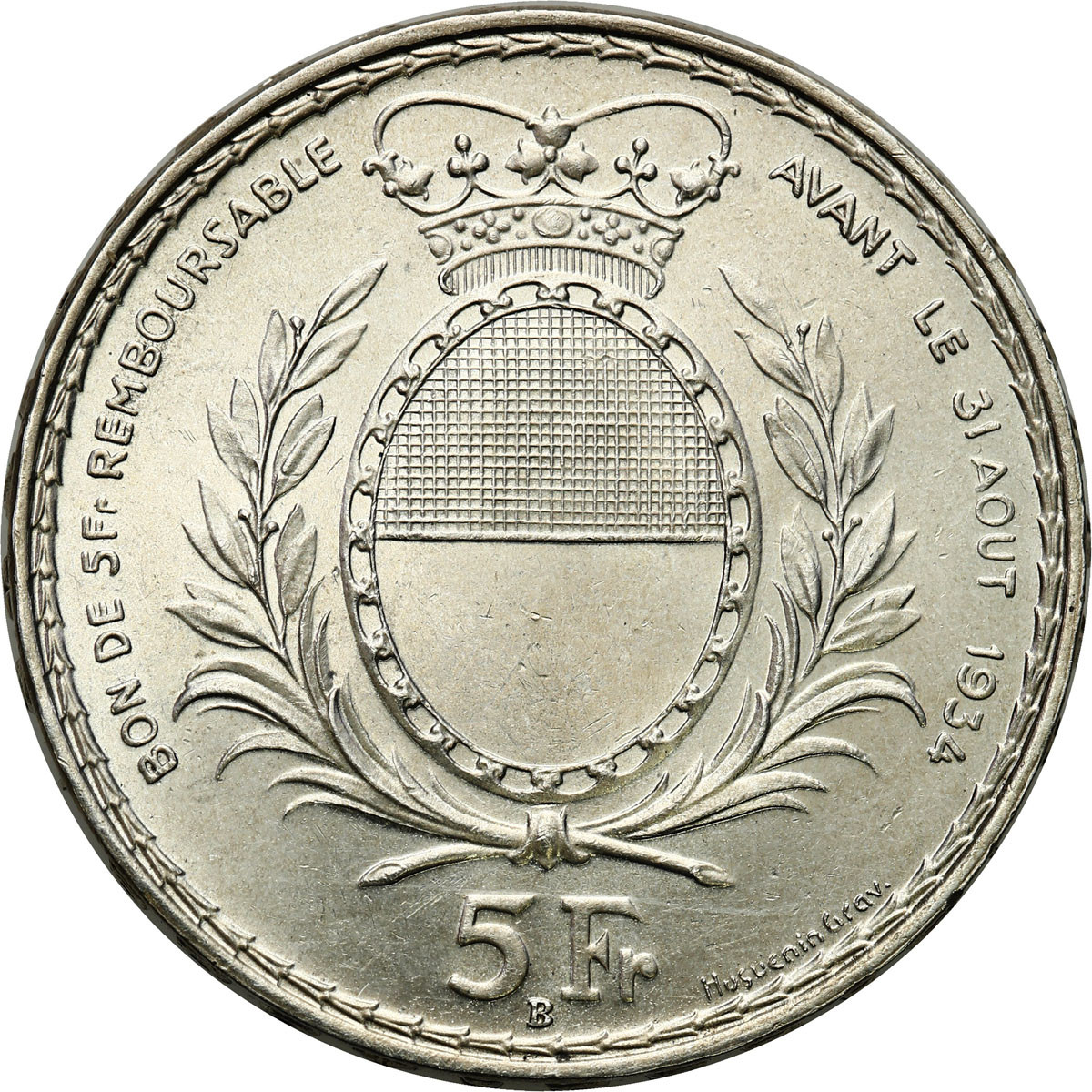 Szwajcaria. 5 franków 1934, Freiburg – PIĘKNE